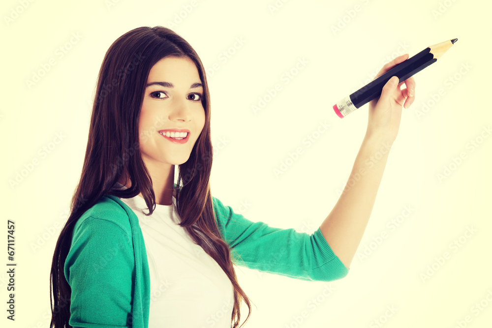 Student woman with pencil Student woman with pencil
