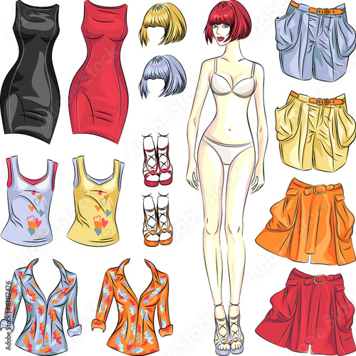 Vector cute dress up paper doll