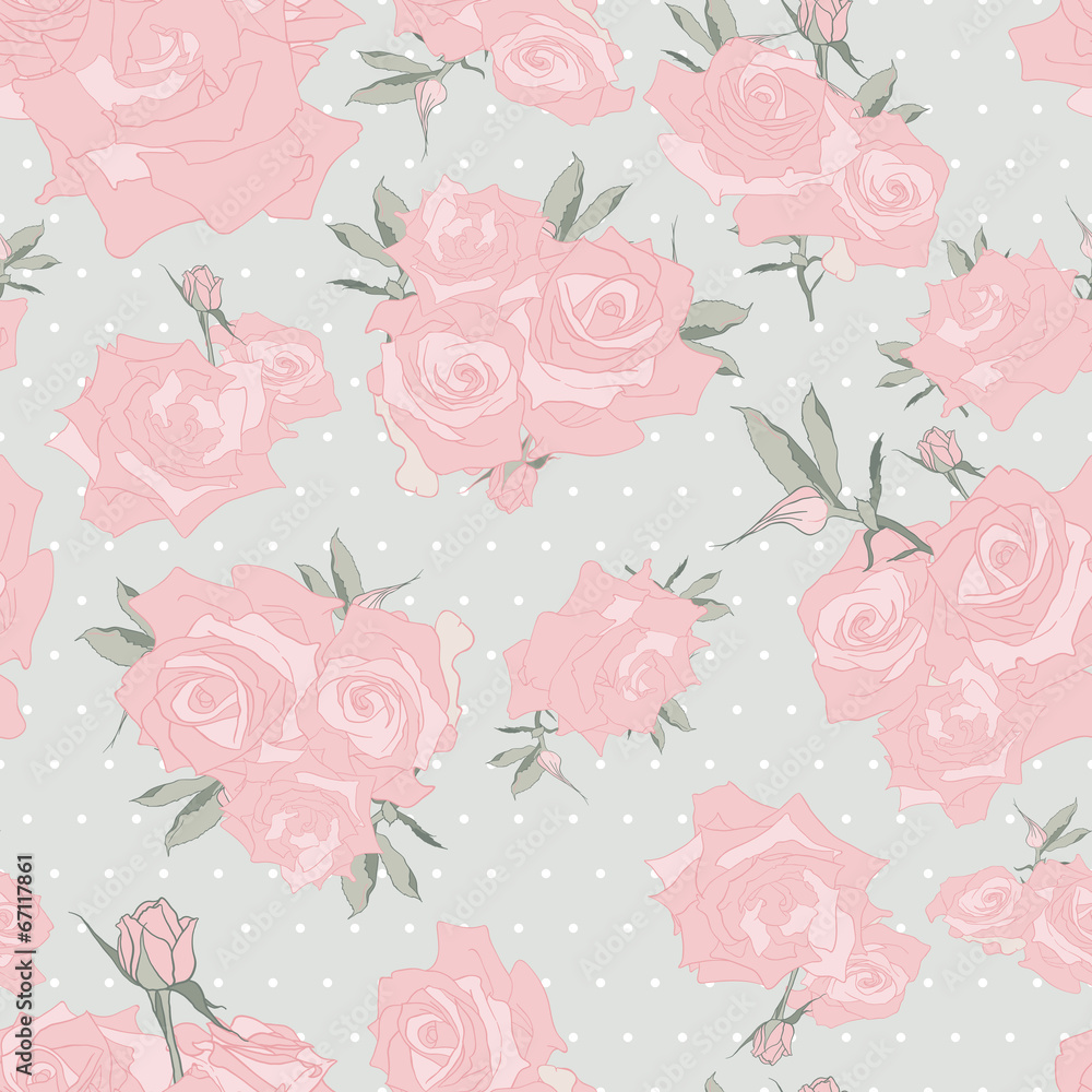 Floral seamless pattern. Background with roses.