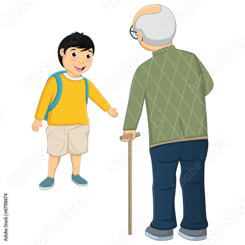 Vector Illustration Of Kid and Old Man