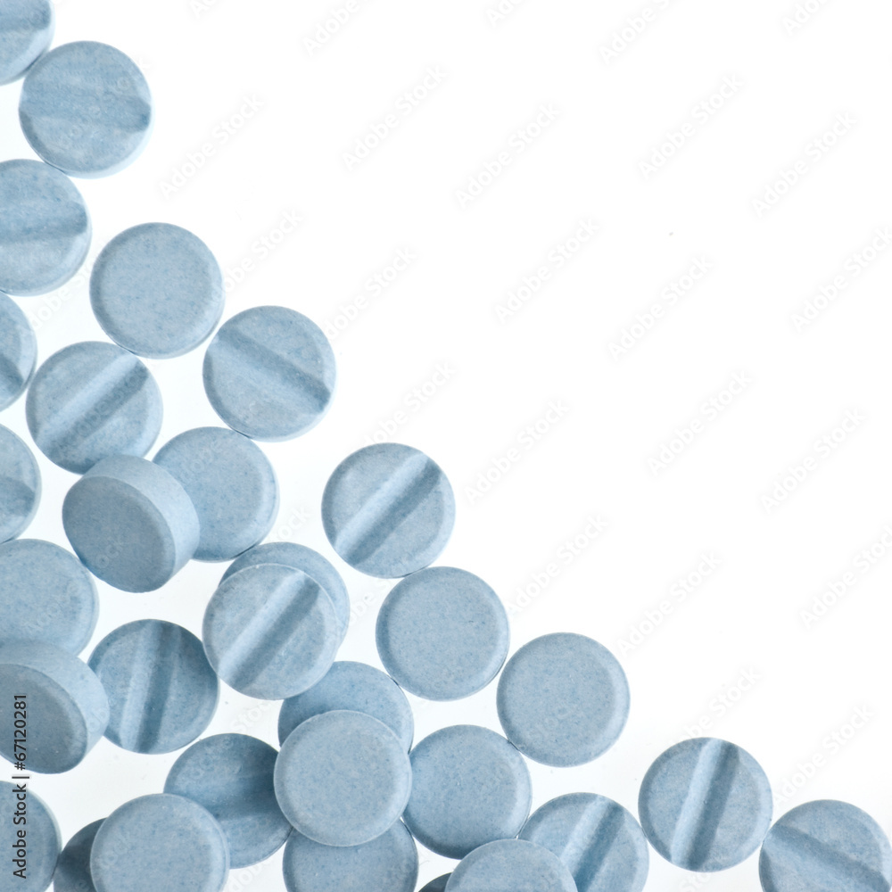 Blue pills background isolated on white Blue pills background isolated on white