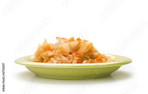 stewed cabbage with chicken, Onion, and carot