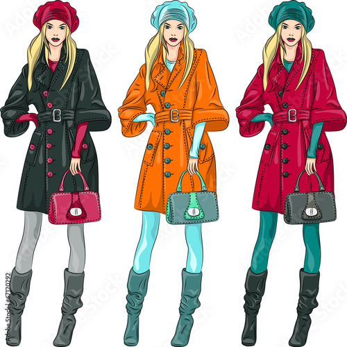 Vector beautiful fashion girls top models