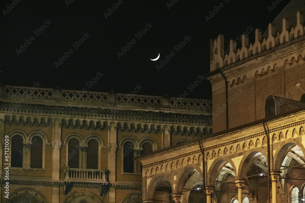 The historic center of Padua at night