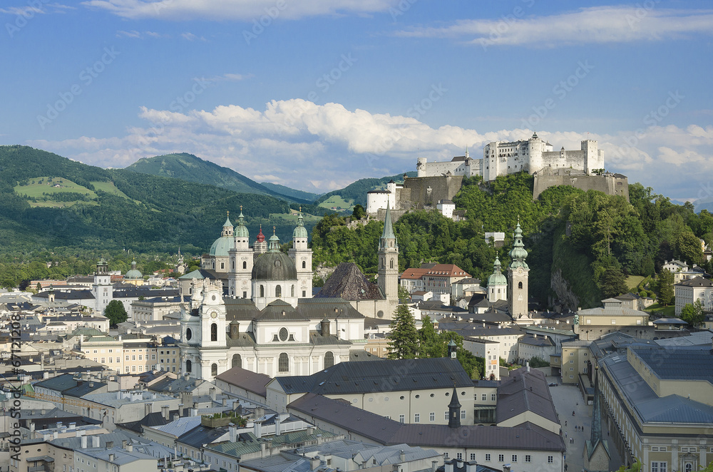 Salzburg City Historic Center With Cathedral