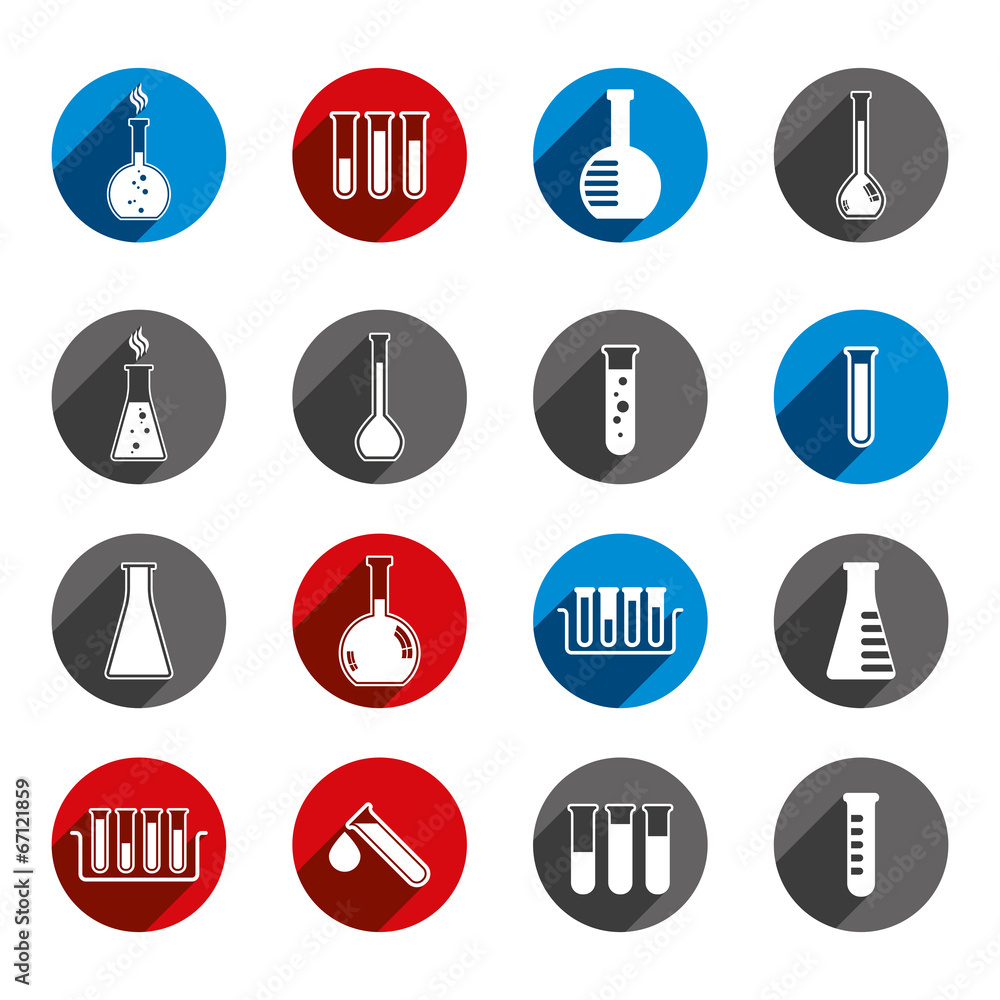 Chemical and medical flask icons vector set. Chemical and medical flask icons vector set.