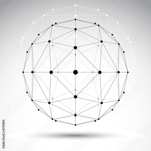 Abstract geometric 3D wireframe object, modern digital technolog