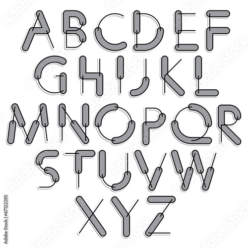Funny constructive vector font, rounded cartoon letters with gre