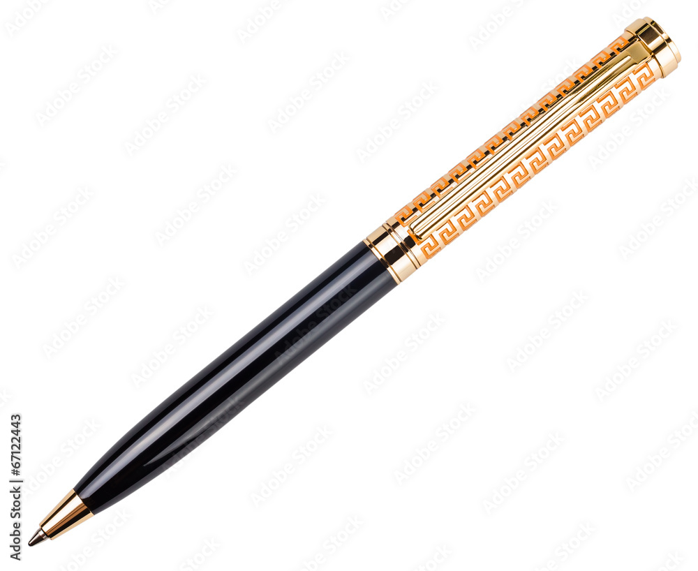gold ballpoint isolated on white background gold ballpoint isolated on white background
