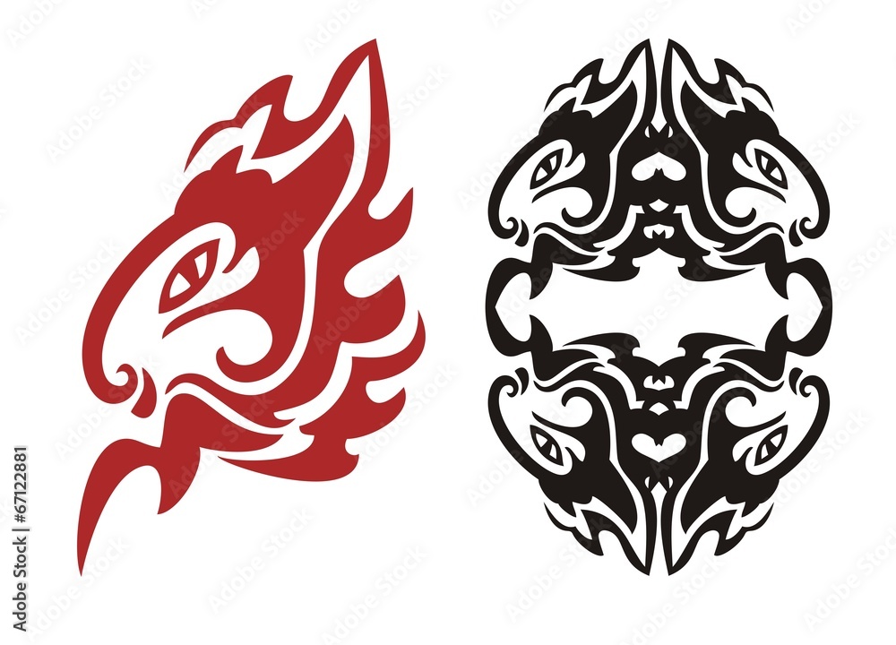 Obraz premium Tribal flaming rabbit head