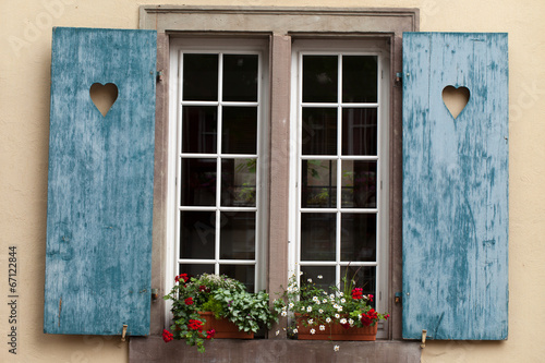 Window of a house in Eguisheim, Alsace, France