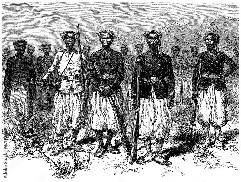Obraz premium African Soldiers - Tirailleurs Sénégalais - 19th century
