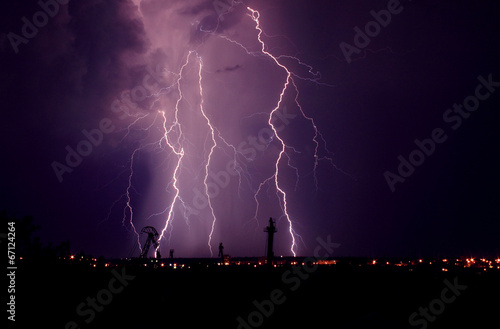 lightning at thunderstorm at night