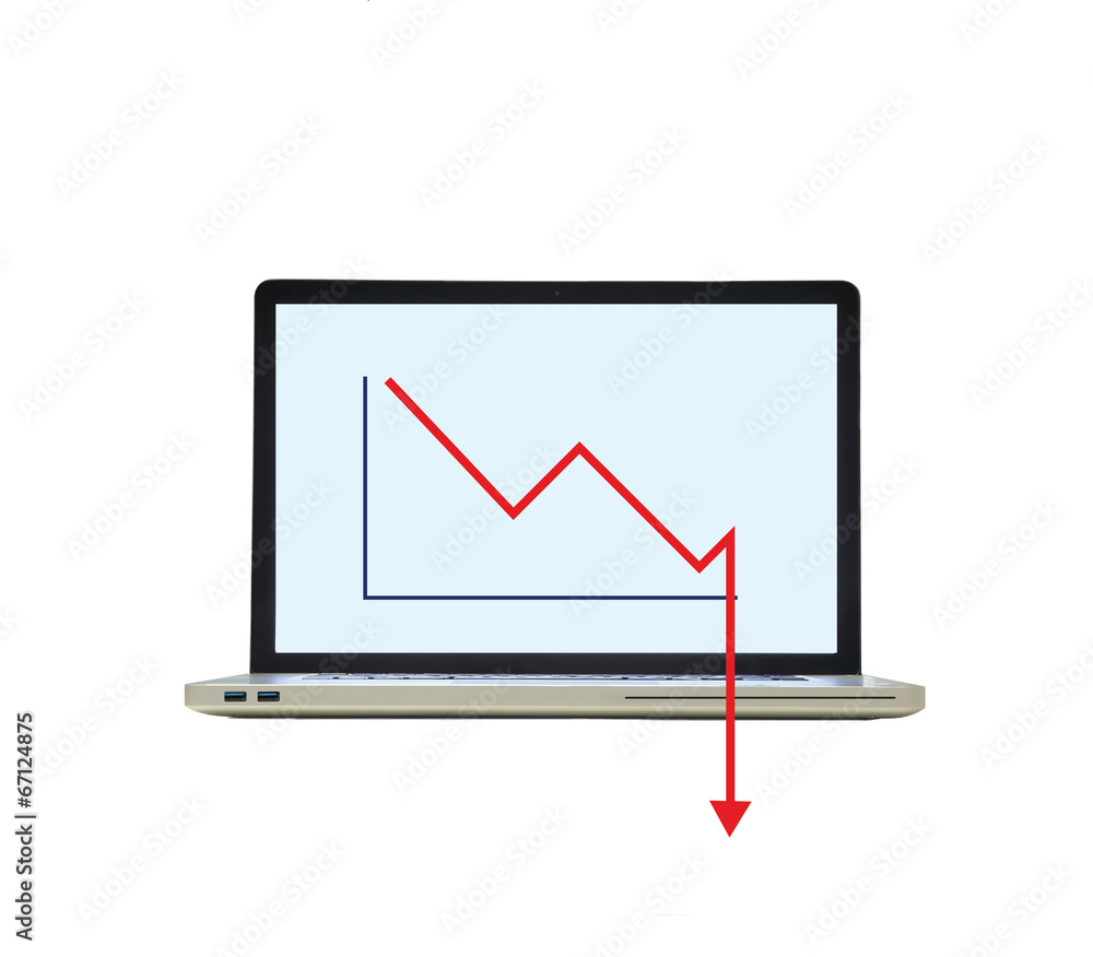 laptop with the downward graph laptop with the downward graph