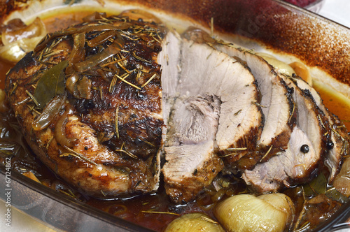 Appetizing and tasty roast pig homemade baking .