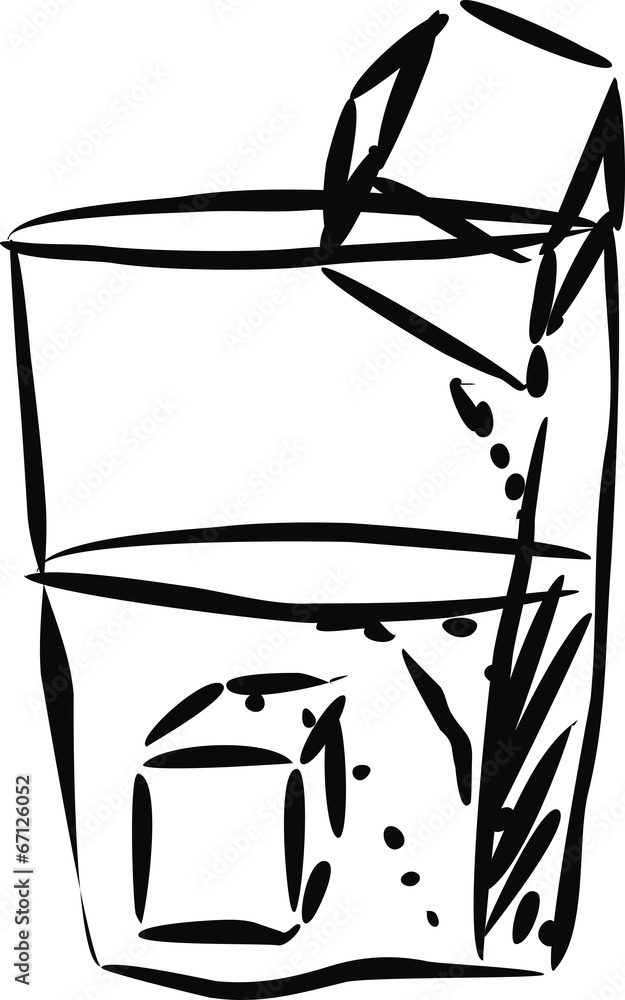 Glass of water with ice cubes. Glass of water with ice cubes.