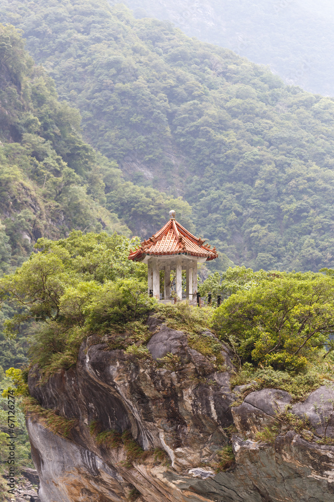 Fototapeta premium Traditional Pavilion atop Cliff