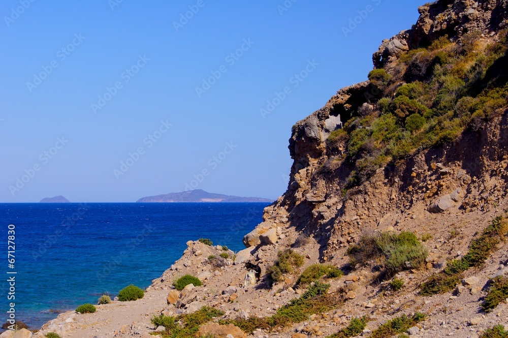 Rocky coast on Cos Island Greece