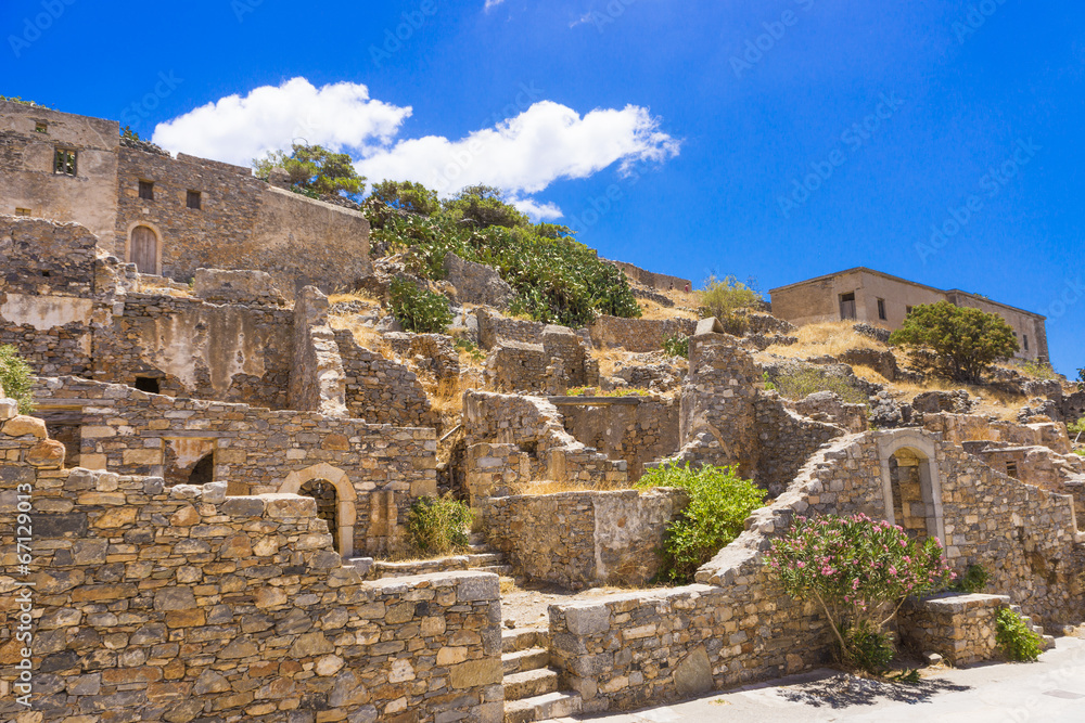 Old ruins in Spinalonga island, Crete, Greece