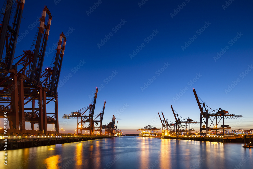 Container Terminals at Night