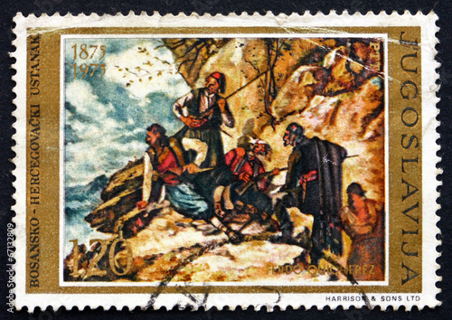 Postage stamp Yugoslavia 1975 Ambush, by Ferdo Quiquerez