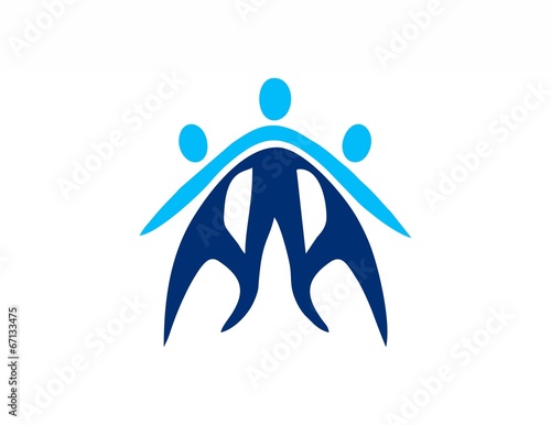family team work logo, education team work people connecting logo icon symbol