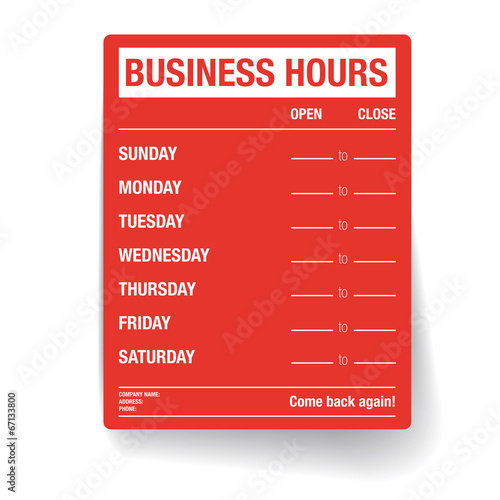 Business hours vector template