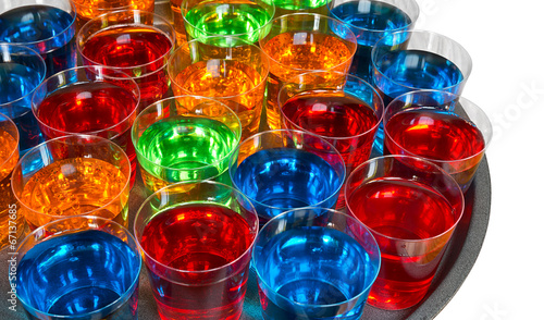 Shot glasses on tray photo