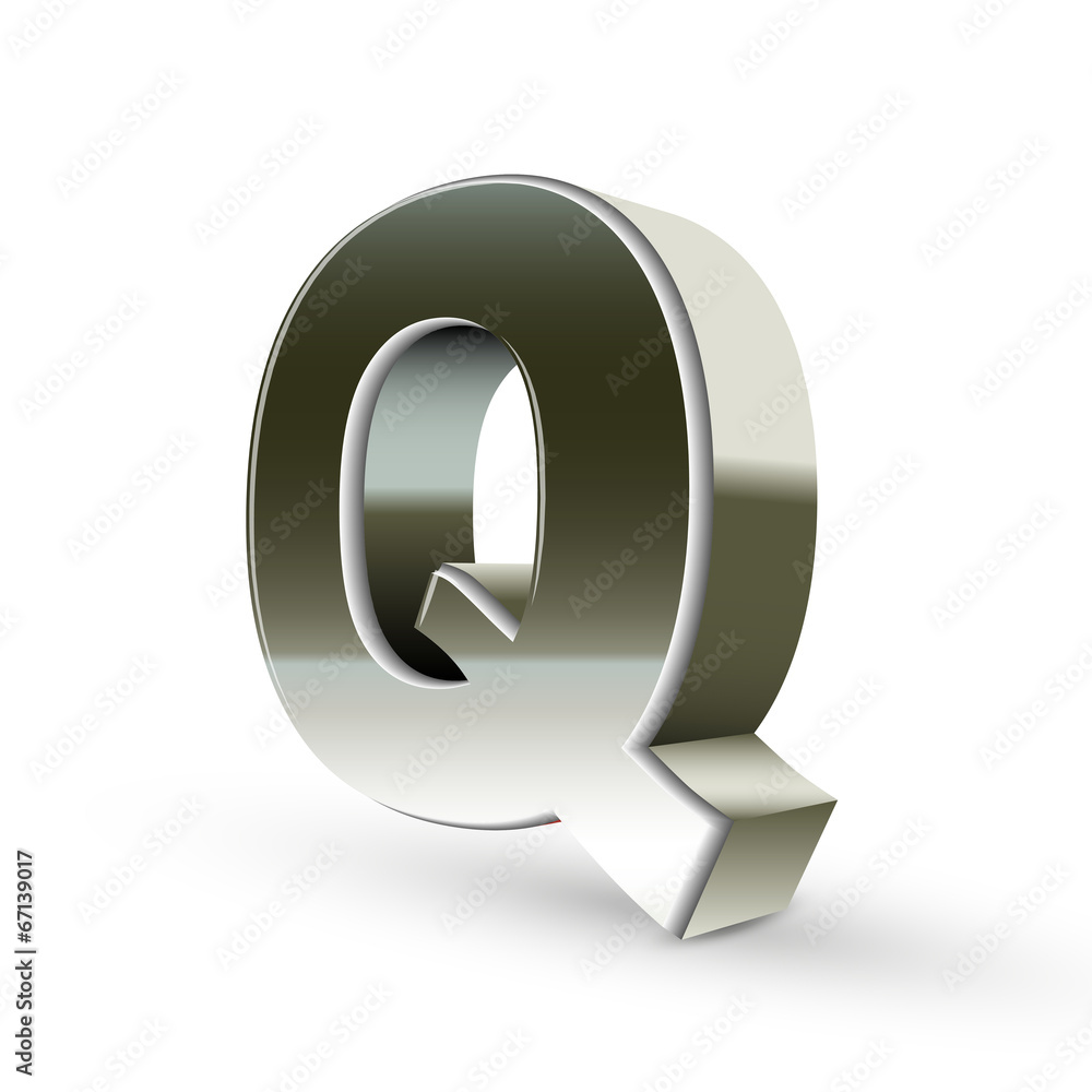 3d silver steel letter Q