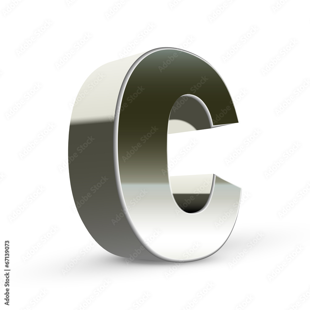 3d silver steel letter C 3d silver steel letter C