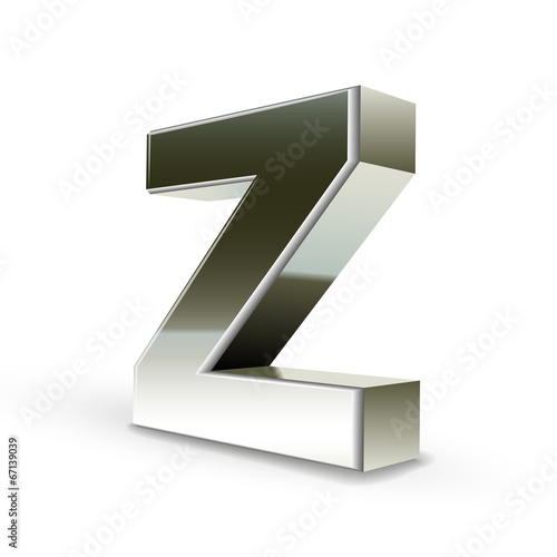 3d silver steel letter Z