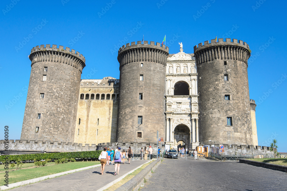 Tourist in Castle Nouvo in Naples Italy