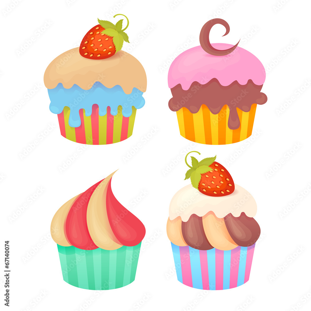 Set of tasty colorful muffins Set of tasty colorful muffins