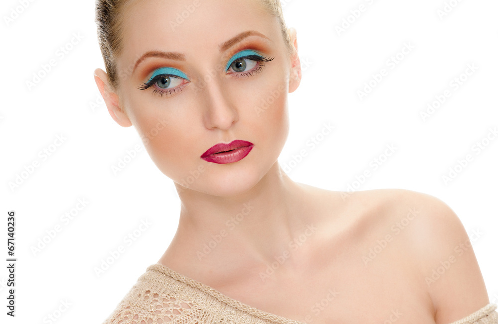 Beautiful female face with bright fashion make-up Beautiful female face with bright fashion make-up