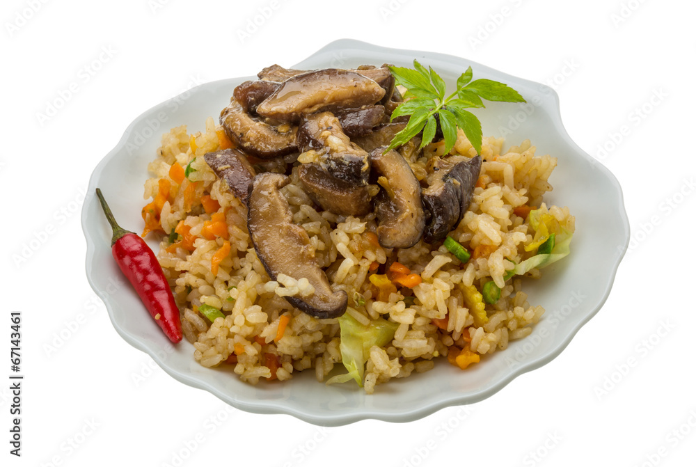 Fried rice with mushrooms