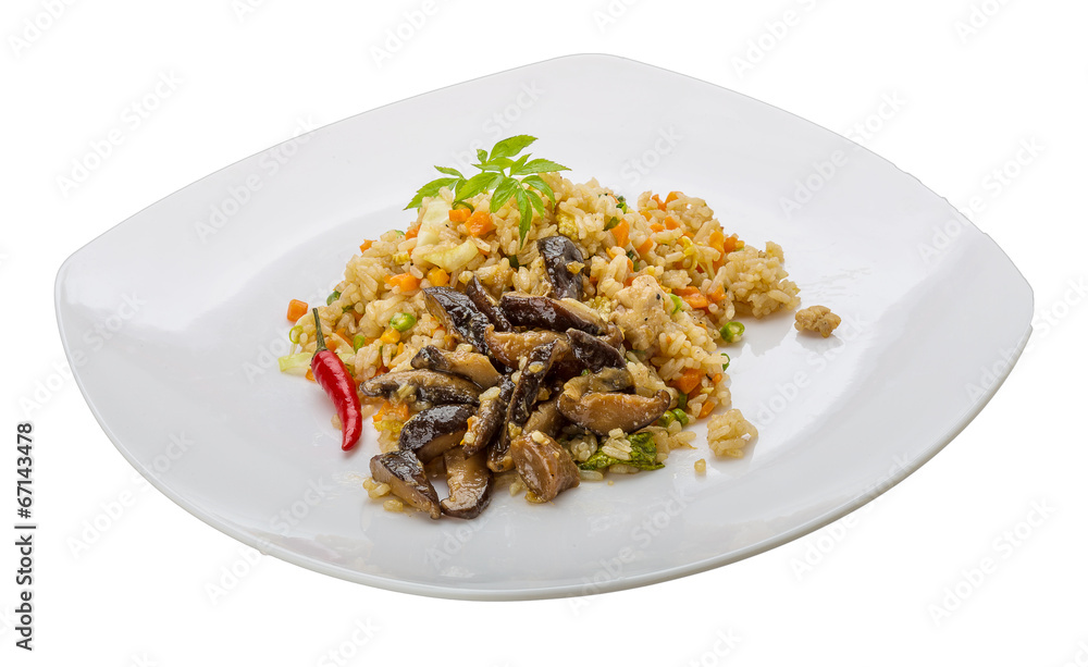 Fried rice with mushrooms