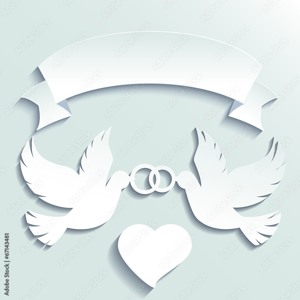 Obraz premium Doves holding wedding rings