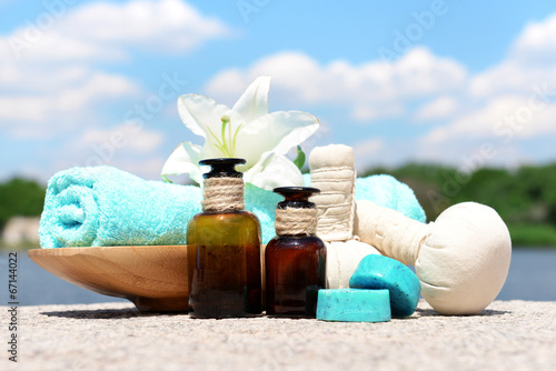 Fototapeta Naklejka Na Ścianę i Meble -  Herbal remedies for massage, outdoor
