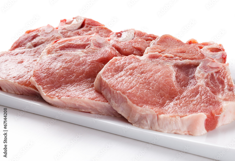 Fresh raw pork on white background Fresh raw pork on white background
