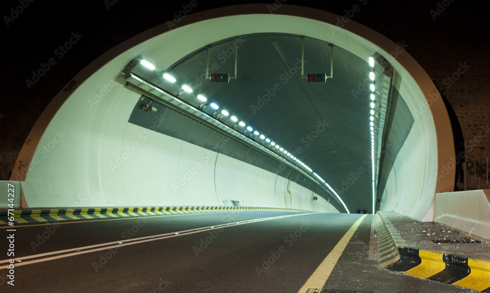 Fototapeta A tunnel on Kalba - Sharjah highway, UAE
