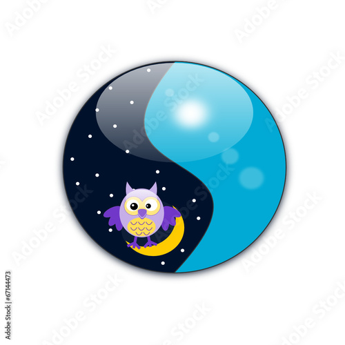 Ying Yang simbolo con sole e luna