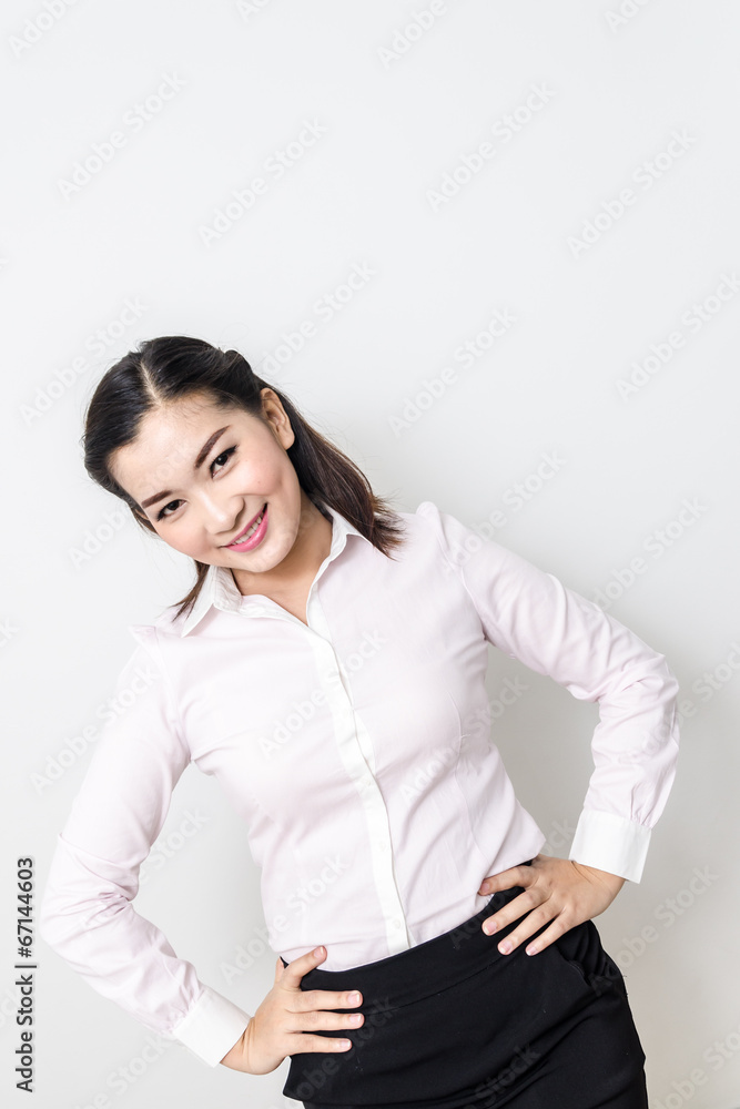 Portrait of smiling business woman, isolated on white background Portrait of smiling business woman, isolated on white background