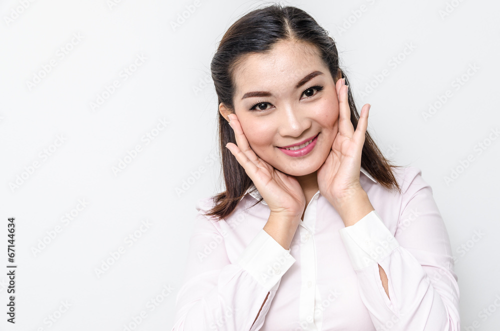 Portrait of smiling business woman, isolated on white background Portrait of smiling business woman, isolated on white background