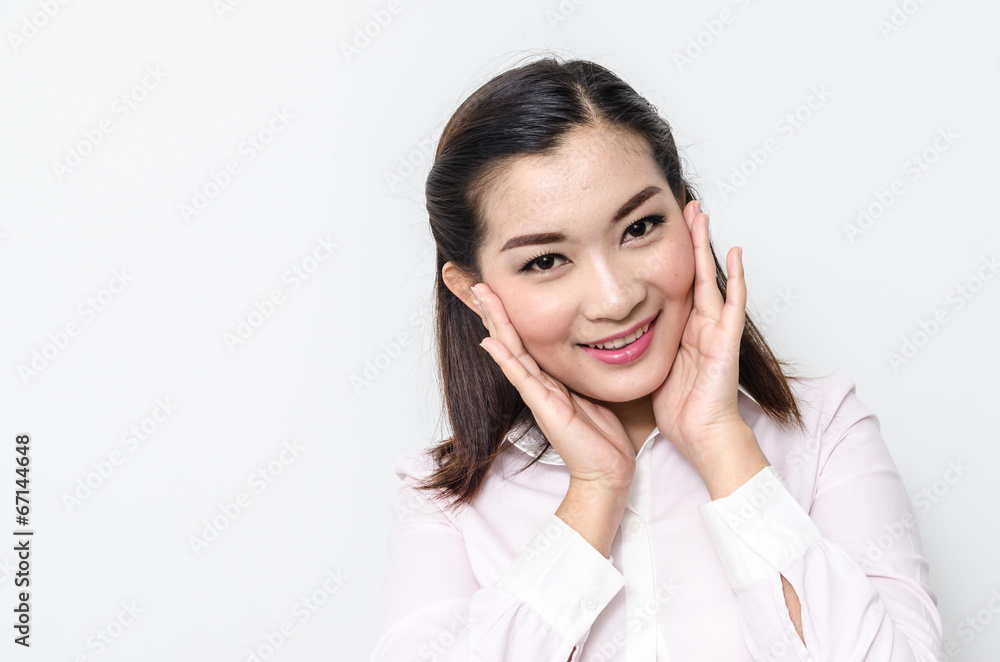 Portrait of smiling business woman, isolated on white background Portrait of smiling business woman, isolated on white background