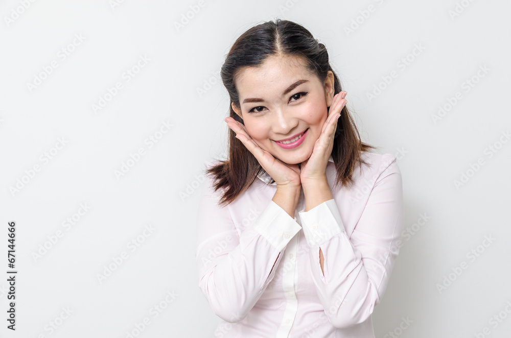 Portrait of smiling business woman, isolated on white background Portrait of smiling business woman, isolated on white background