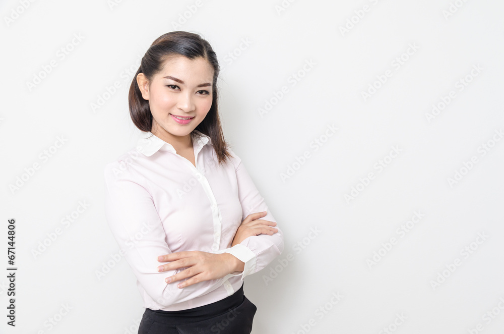 Portrait of smiling business woman, isolated on white background Portrait of smiling business woman, isolated on white background