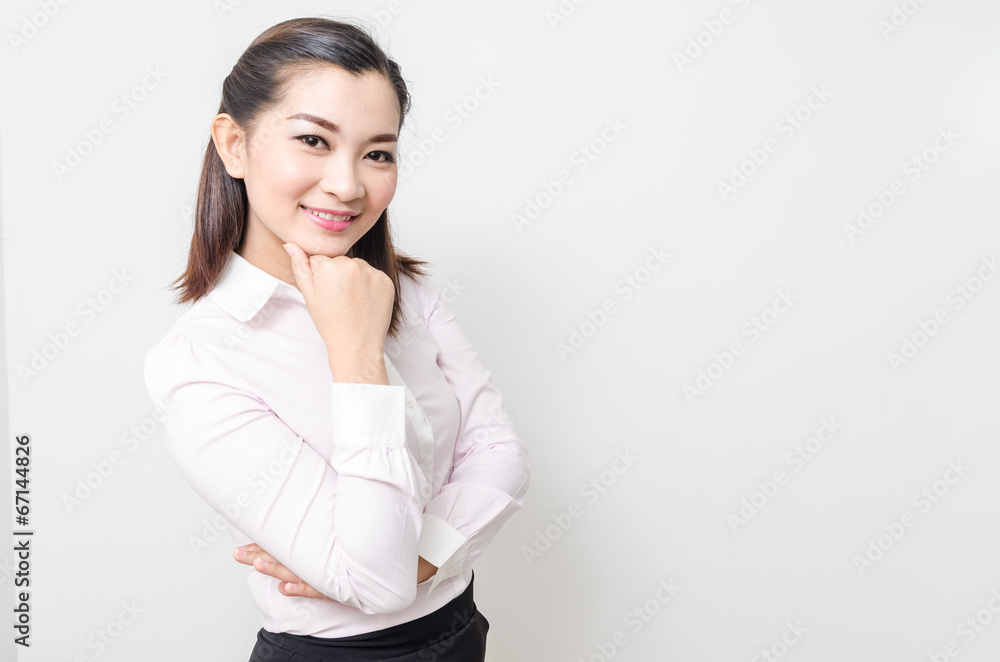 Portrait of smiling business woman, isolated on white background Portrait of smiling business woman, isolated on white background