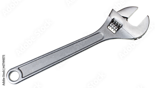 Adjustable wrench isolated on white background photo