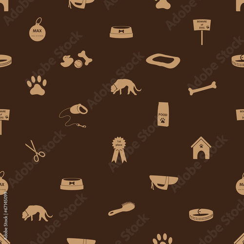 dog icons seamless brown pattern eps10