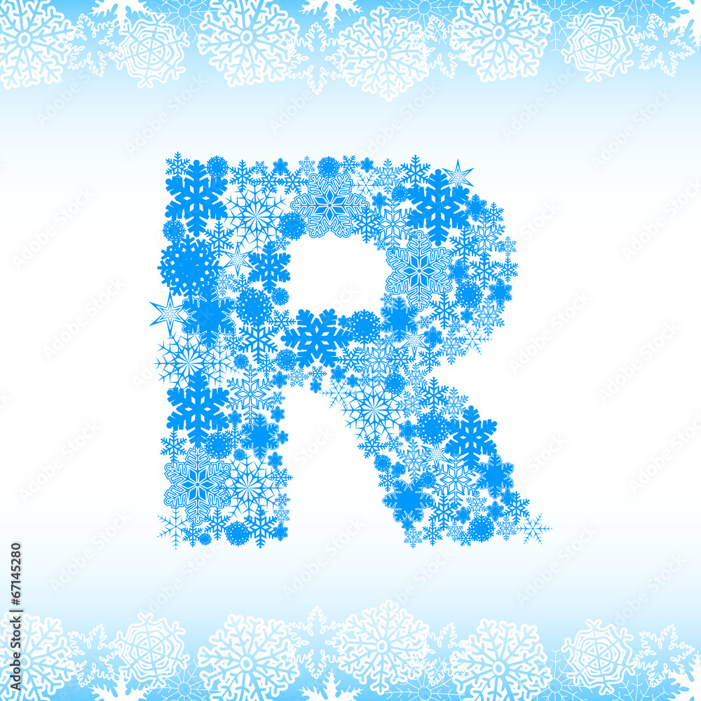 Snow alphabet. Letters from snowflakes Snow alphabet. Letters from snowflakes